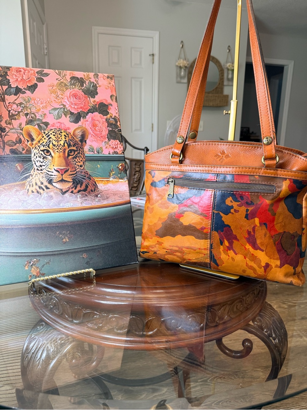 Patricia Nash Multicolor Autumn Camo Shoulder Bag - Brown/Orange/Red